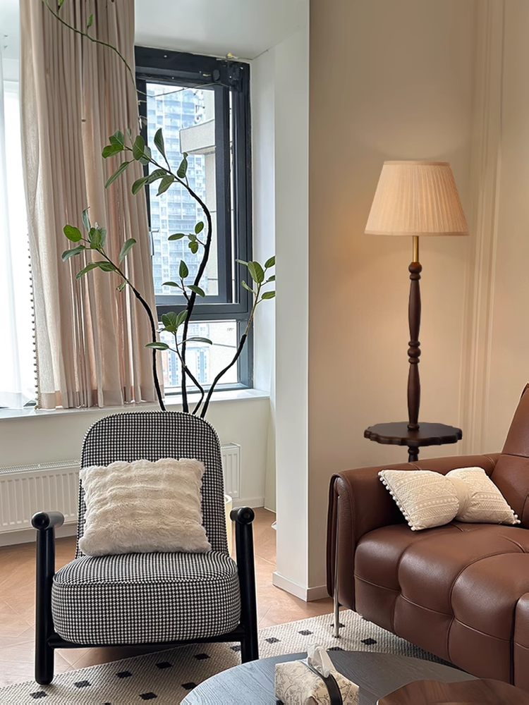 LED Wooden living room floor lamp study lamp