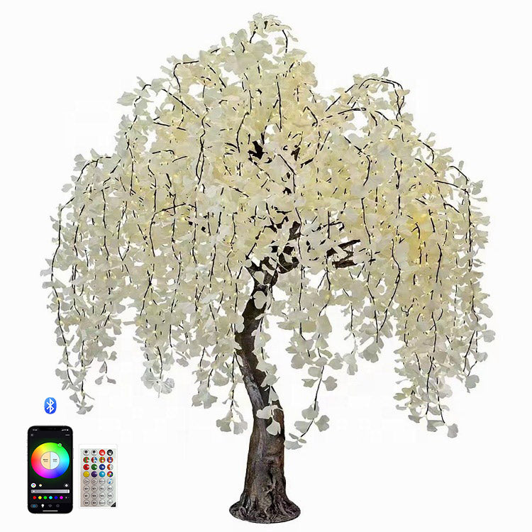 Product view of app-controlled RGBW ginkgo weeping willow tree light 3m with remote and app control