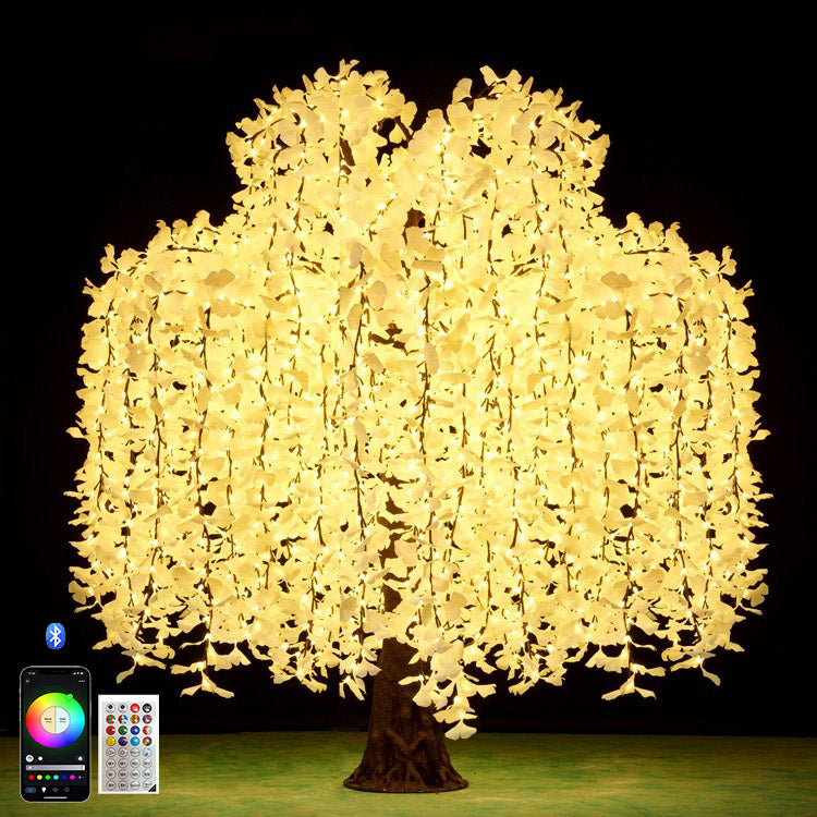 App-controlled RGBW LED ginkgo weeping willow tree light 3m in warm white for wedding and event decoration
