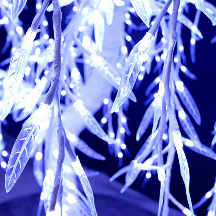 White LED leaf detail for app-controlled RGBW simulated weeping willow tree light