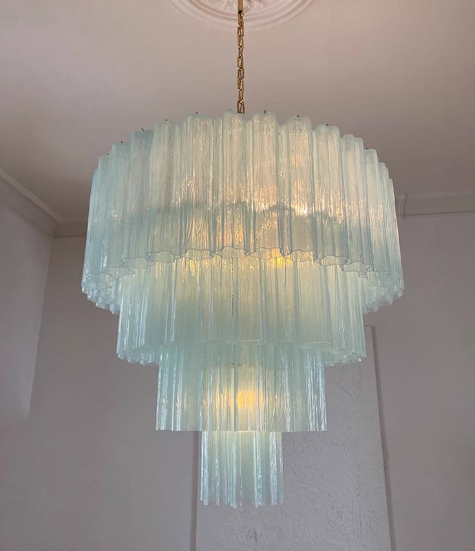 Vintage murano star tube glass chandelier Blue