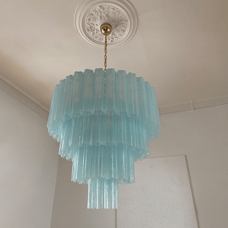 Vintage murano star tube glass chandelier Blue