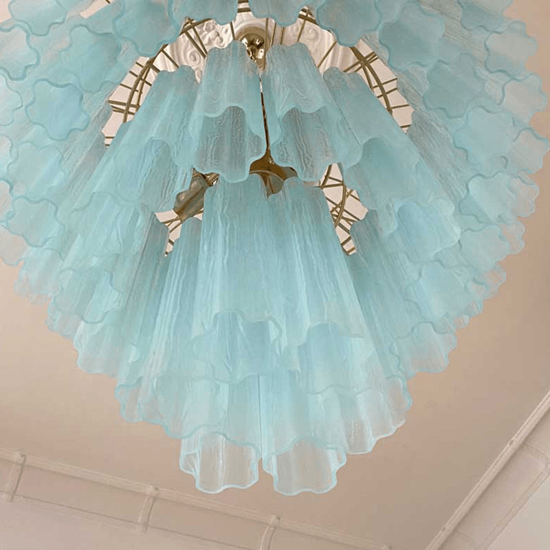 Vintage murano star tube glass chandelier Blue