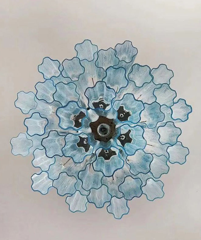 Vintage murano star tube glass chandelier Blue