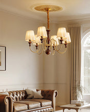 Load image into Gallery viewer, 6 lamp holders American fabric chandelier LED room lamp hall lamp
