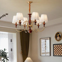 Load image into Gallery viewer, 6 lamp holders American fabric chandelier LED room lamp hall lamp
