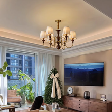 Load image into Gallery viewer, 6 lamp holders American fabric chandelier LED room lamp hall lamp
