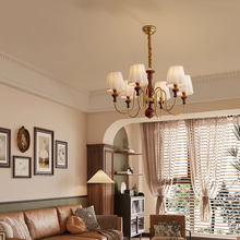 Load image into Gallery viewer, 6 lamp holders American fabric chandelier LED room lamp hall lamp

