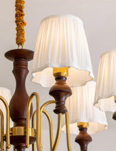 Load image into Gallery viewer, 6 lamp holders American fabric chandelier LED room lamp hall lamp
