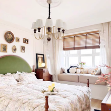 Load image into Gallery viewer, 6 lamp holders American fabric chandelier LED room lamp hall lamp
