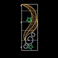 Outdoor Christmas street pole LED motif light with warm white ribbon and green star accents