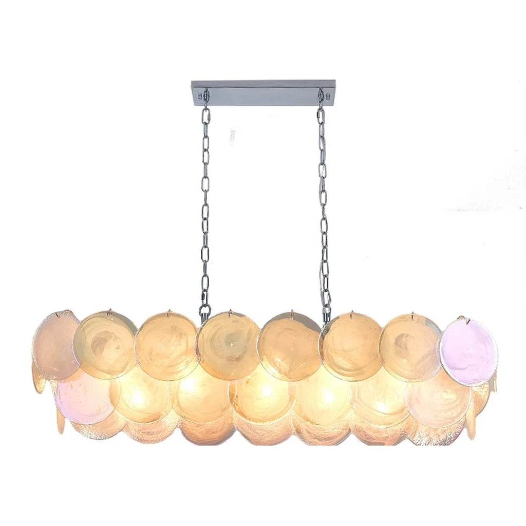 Colorful white glass disc chandelier product view