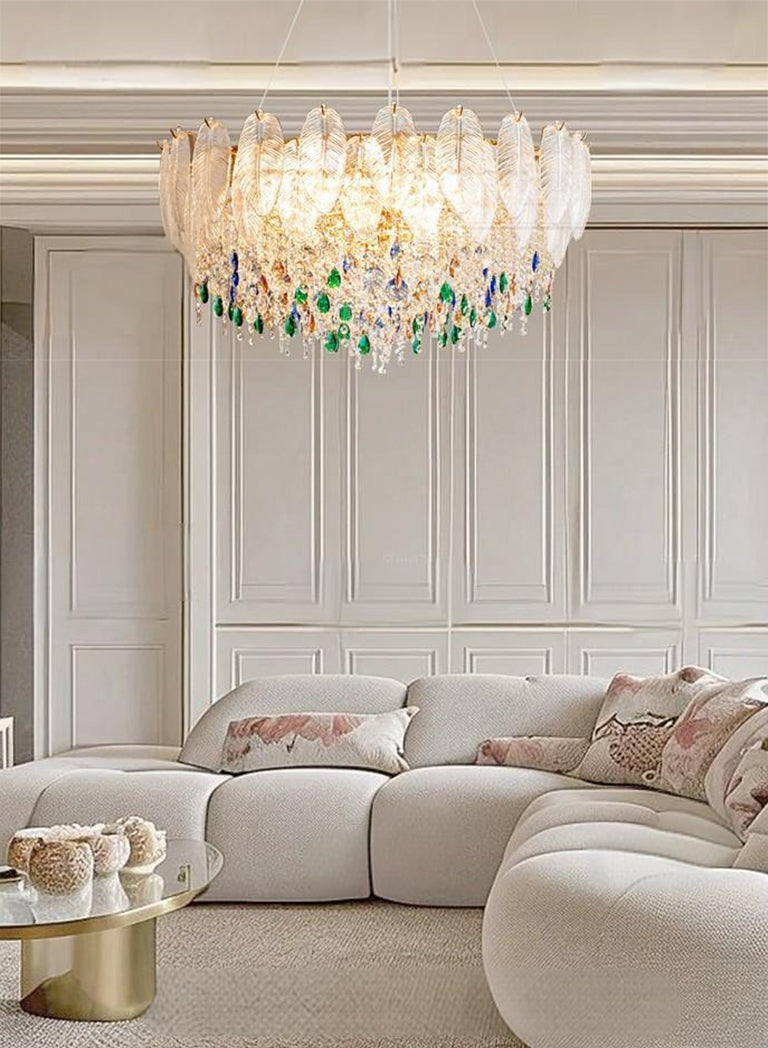 Golden round crystal lamp American style chandelier bedroom dining room lamp