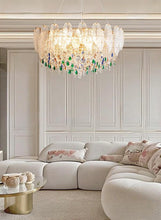 Load image into Gallery viewer, Golden round crystal lamp American style chandelier bedroom dining room lamp
