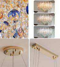 Load image into Gallery viewer, Golden rectangular restaurant crystal lamp American style chandelier
