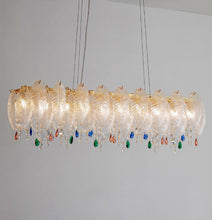 Load image into Gallery viewer, Golden rectangular restaurant crystal lamp American style chandelier
