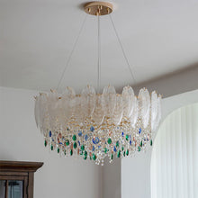 Load image into Gallery viewer, Golden round crystal lamp American style chandelier bedroom dining room lamp

