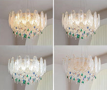 Load image into Gallery viewer, Golden round crystal lamp American style chandelier bedroom dining room lamp
