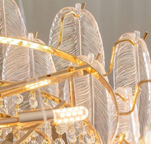 Load image into Gallery viewer, Golden round crystal lamp American style chandelier bedroom dining room lamp
