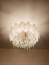 Load image into Gallery viewer, Golden round crystal lamp American style chandelier bedroom dining room lamp
