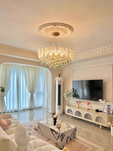 Load image into Gallery viewer, Golden round crystal lamp American style chandelier bedroom dining room lamp
