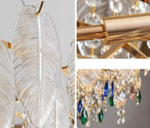 Load image into Gallery viewer, Golden round crystal lamp American style chandelier bedroom dining room lamp
