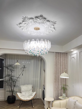 Load image into Gallery viewer, Golden round crystal lamp American style chandelier bedroom dining room lamp
