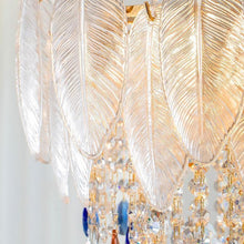 Load image into Gallery viewer, Golden round crystal lamp American style chandelier bedroom dining room lamp
