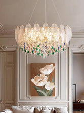 Load image into Gallery viewer, Golden round crystal lamp American style chandelier bedroom dining room lamp
