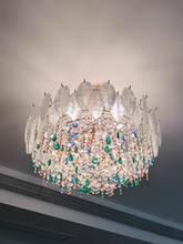 Load image into Gallery viewer, Golden round crystal lamp American style chandelier bedroom dining room lamp
