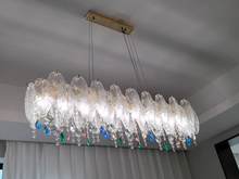 Load image into Gallery viewer, Golden rectangular restaurant crystal lamp American style chandelier
