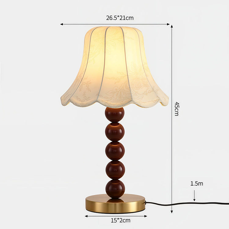 Size chart of French floral fabric table lamp