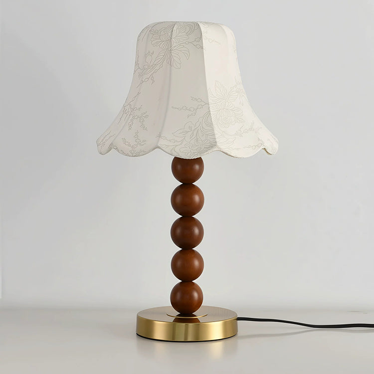 French floral fabric table lamp on white background