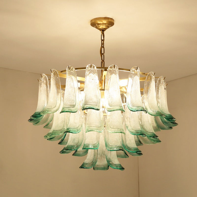French vintage glass chandelier green