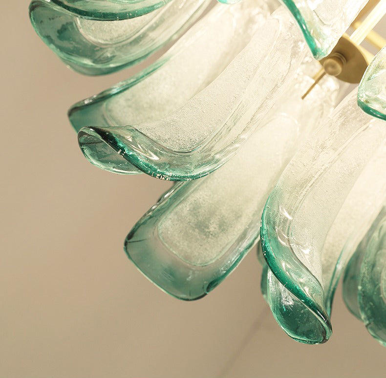 French vintage glass chandelier green