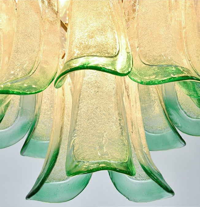 French vintage glass chandelier green