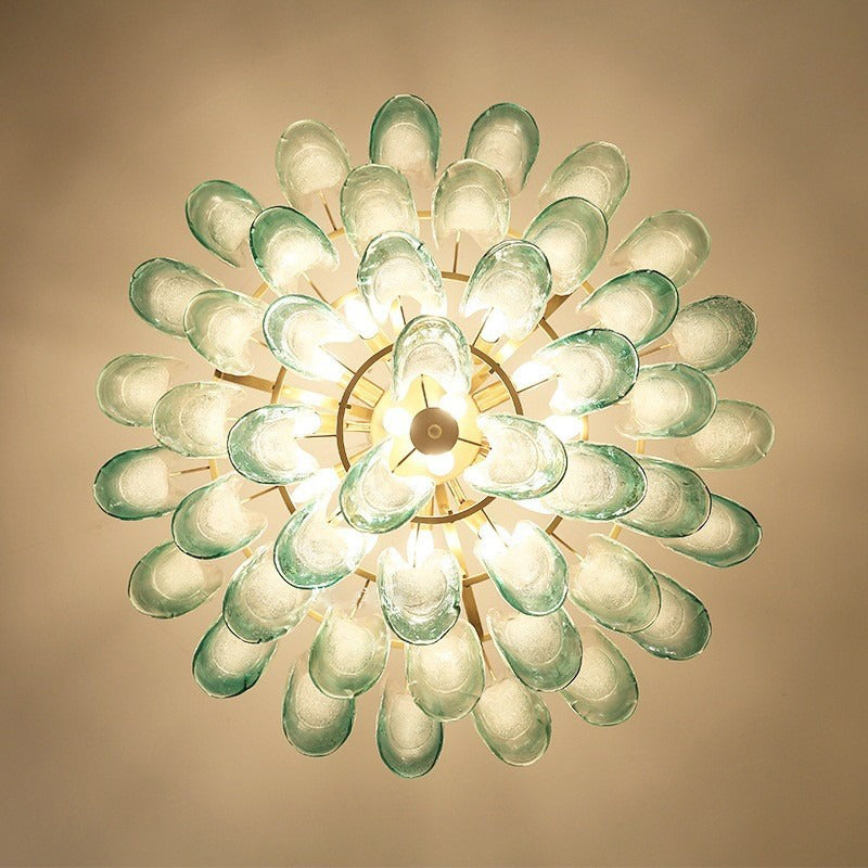 French vintage glass chandelier green