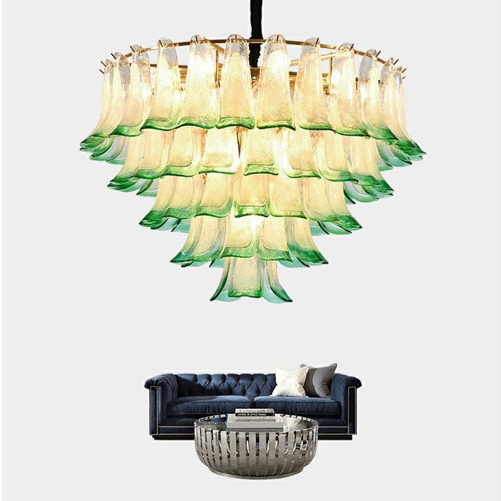 French vintage glass chandelier green