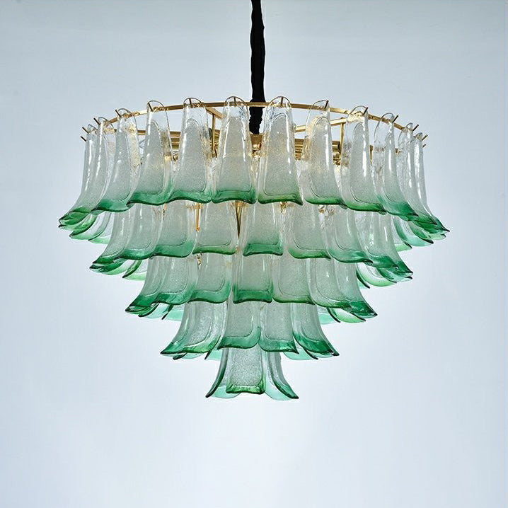 French vintage glass chandelier green