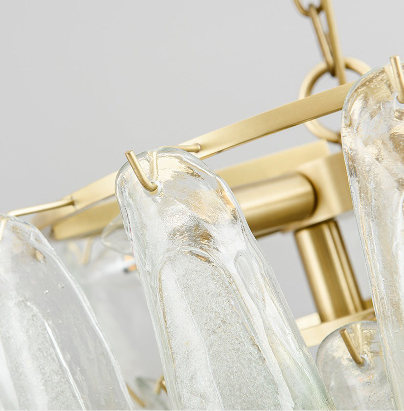 French vintage glass chandelier green