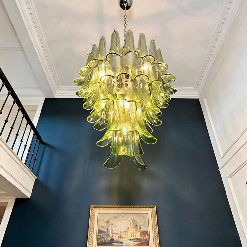 Green Murano Glass Petal designer living room chandelier dining room hotel lamp