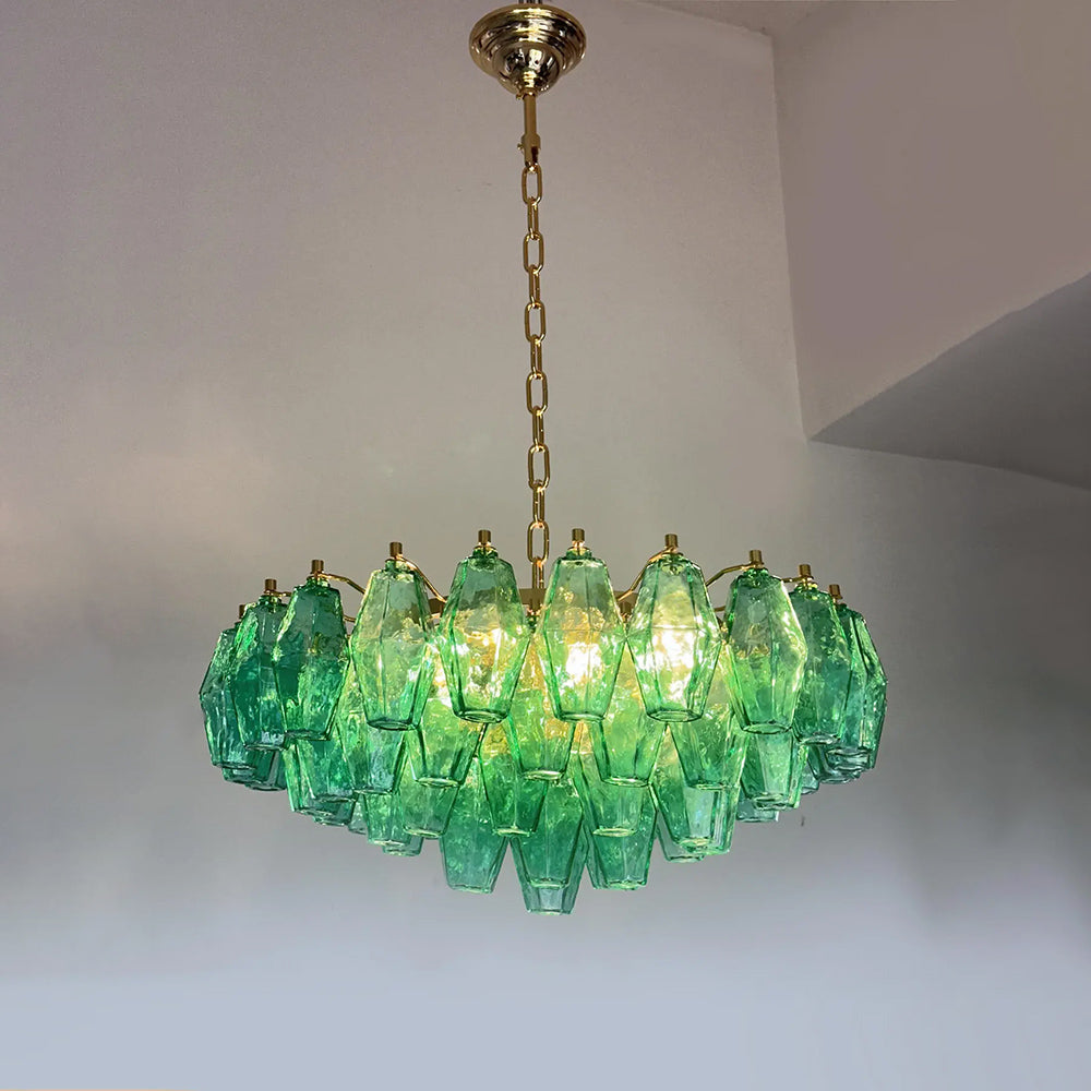 Contemporary green Murano chandelier in Venini style