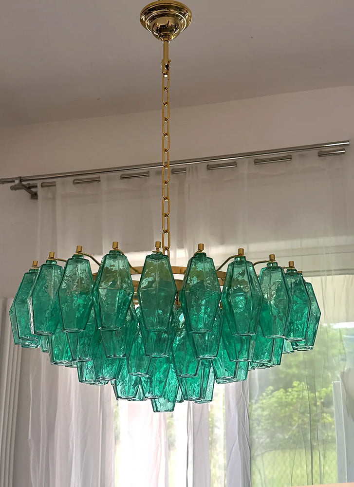 Contemporary green Murano chandelier in Venini style