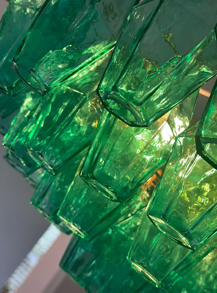 Contemporary green Murano chandelier in Venini style