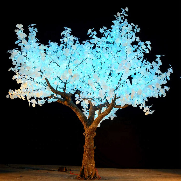 LED ginkgo tree light decoration for mall entrance, hotel, theme park, and wedding venue