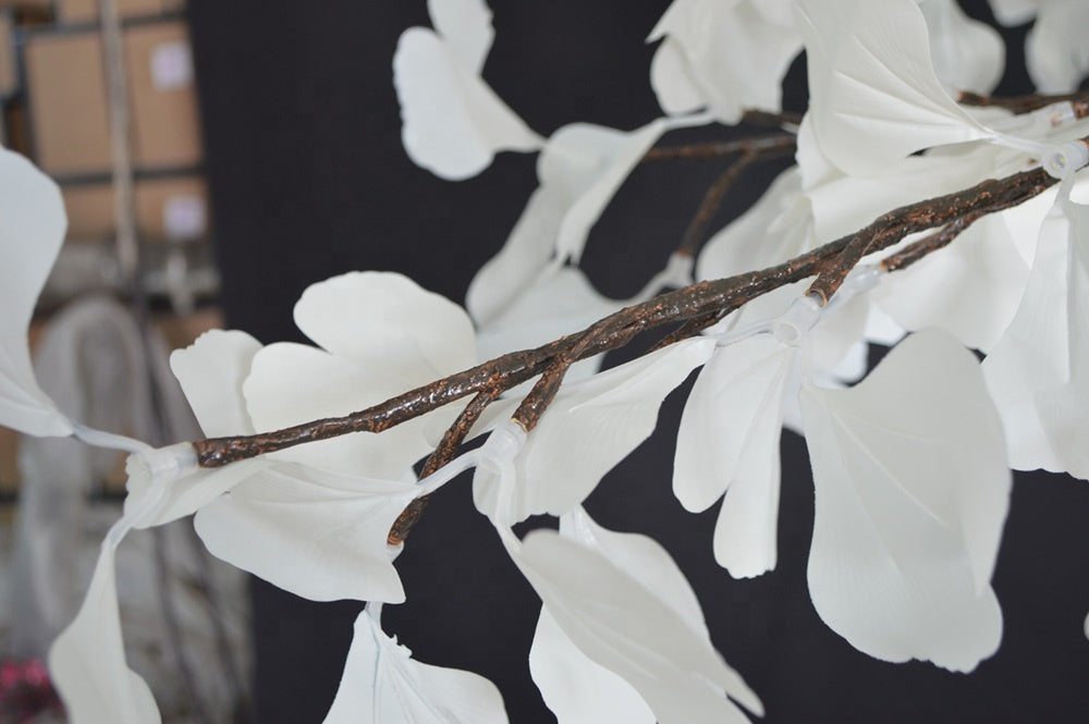 LED ginkgo leaf detail showing uniform brightness and realistic decorative lighting effect for commercial projects