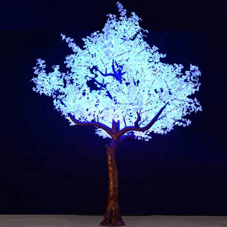 White and warm white lighting effect of RGBW ginkgo tree light for elegant outdoor event decoration