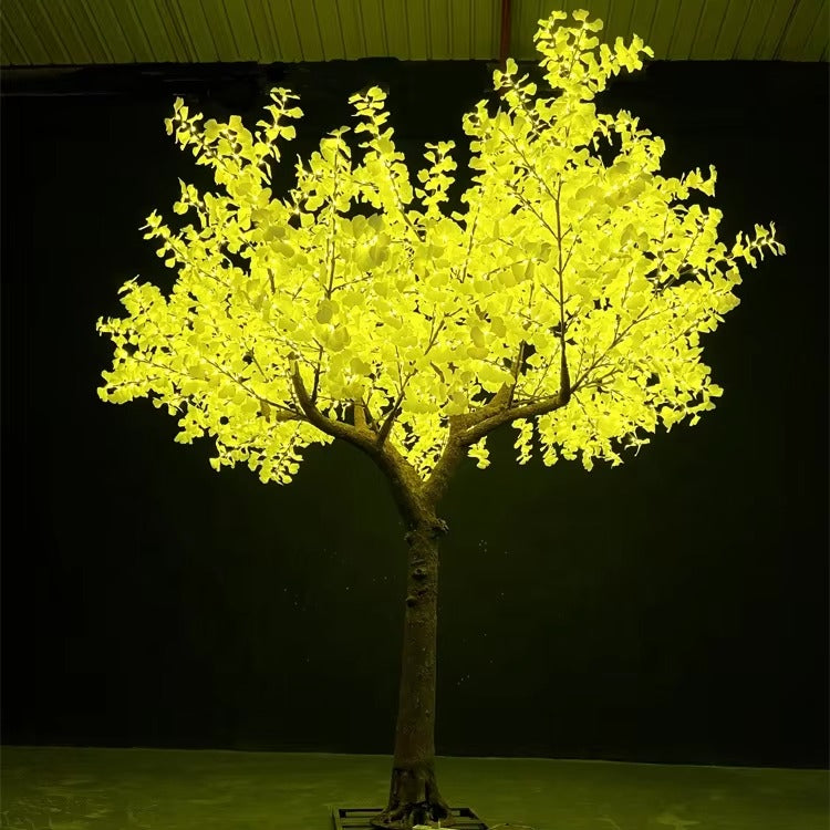 Front full view of super high simulation ginkgo tree light height 4.5m width 3.3m for plaza and mall installations