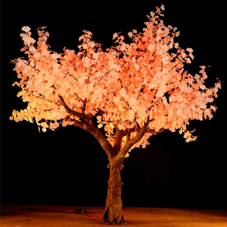 Front view of LED simulation ginkgo tree light for plaza, mall, and event installations