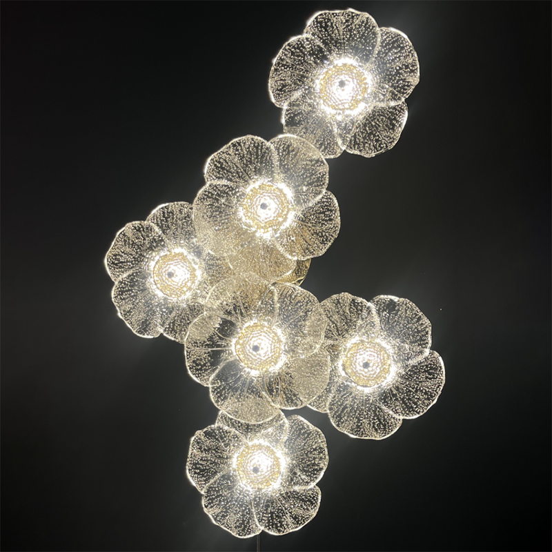 Warm white 6 flowers glass wall lamp creative design flower lamp